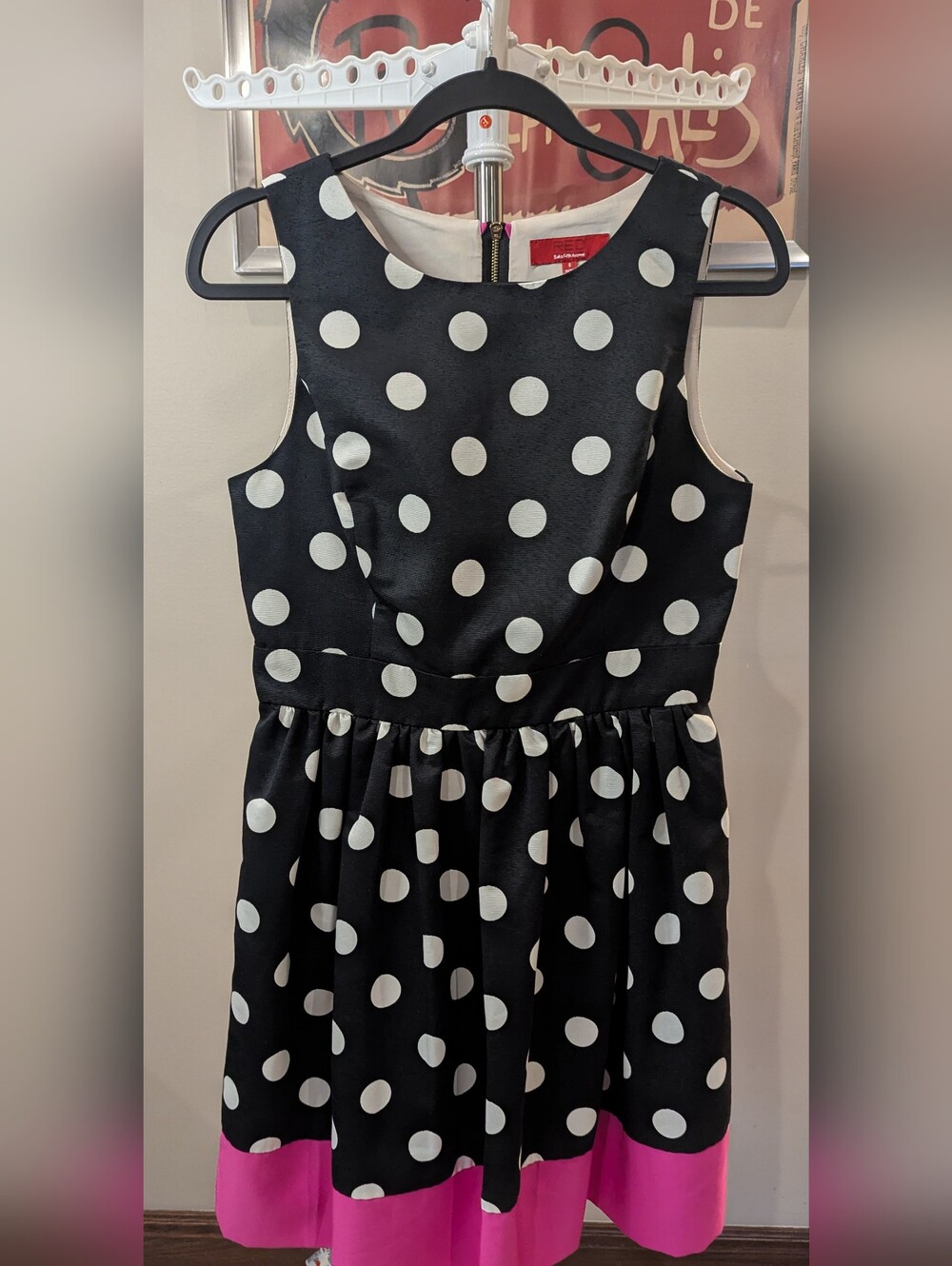 $30 RED Saks Fifth Avenue Women's Size 8 - Polka Dot Fit & Flare Dress EUC